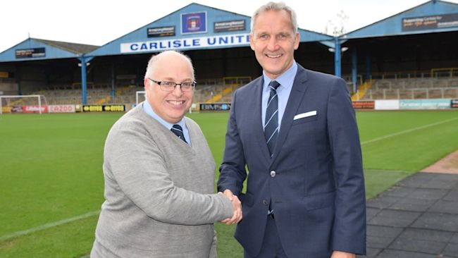 26/10/21. Carlisle United chief executive Nigel Clibbens with new manager Keith Millen. Carlisle United.