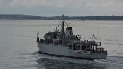 A Portsmouth based warship has been damaged during a mission in the Middle East.