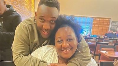 Brian Sibanda with his mother, Violet.