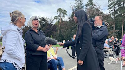 ITV News Anglia's Raveena Ghattaura interviews well-wisher Jane Wells at Sandringham.