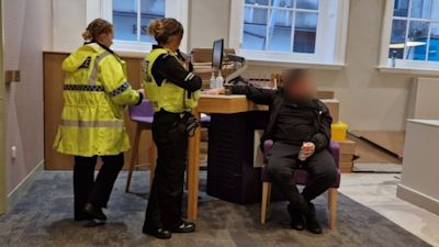 Man glued to desk in Natwest, Grimsby