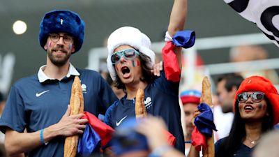France supporters in the stands eat baguettes before the FIFA World Cup Final at the Luzhniki Stadium, Moscow.
FA