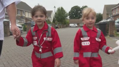 Two four-year-old girls have been raising money for the Thames Valley Air Ambulance Service by embarking on a sponsored 10 kilometre walk.