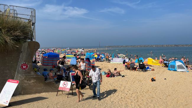 A busy Sea Palling beach in Norfolk on Sunday. 