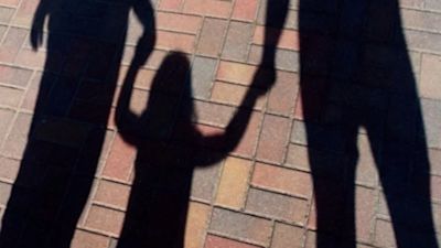 A silhouette of a child