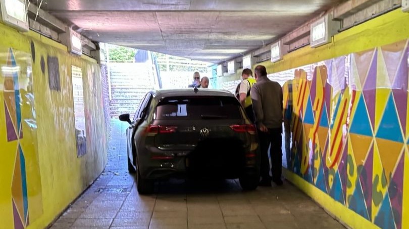 Car gets stuck in subway after high-speed police chase on Merseyside ...
