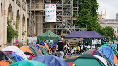 The University of Cambridge has lost a High Court bid to block Israel and Palestine-related protests on its some of its sites for five years.
This protest in 2024 forced some of the university's graduation ceremonies to be moved.
Credit: PA
