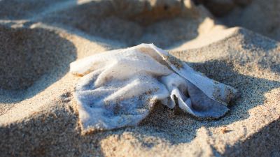 Wet wipe on beach