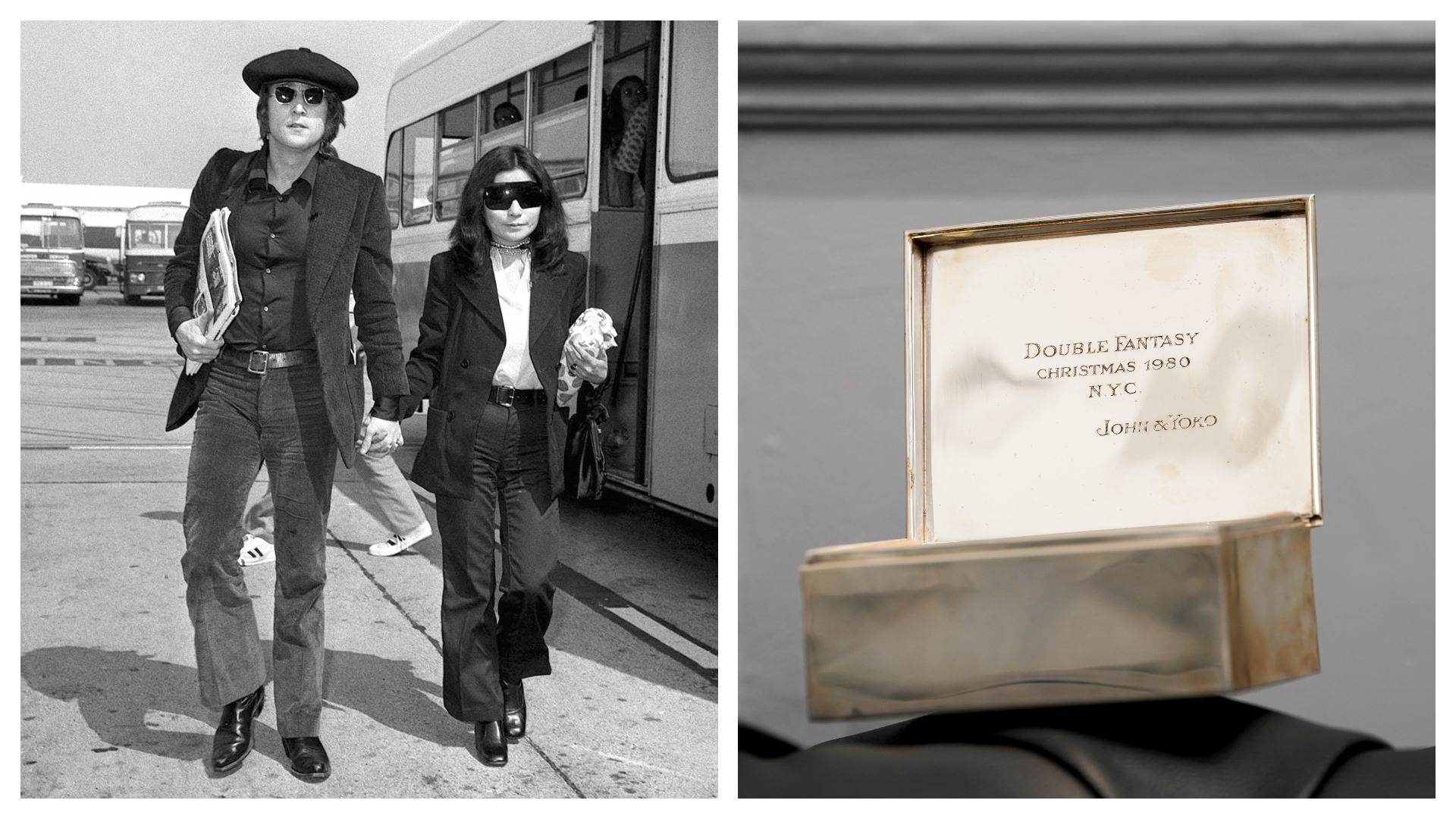 Rare Cartier silver gift box from John Lennon and Yoko Ono to be 