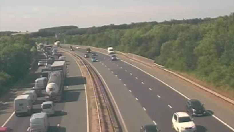 A1M closed with seven mile congestion as air ambulance attends