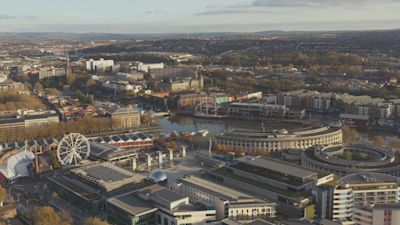 A drone shot of Bristol