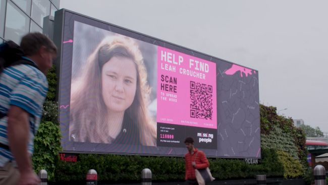 New 3D posters have been launched show missing people including Leah Croucher from Milton Keynes who disappeared in 2019.
