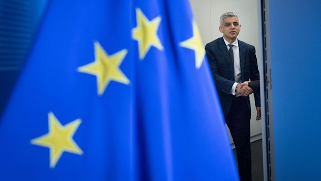 Mayor of London Sadiq Khan EU FLAG