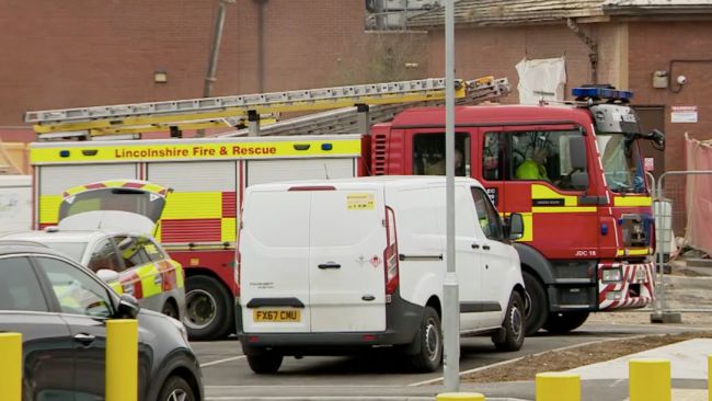 Fire engines outside Lincoln County Hospital