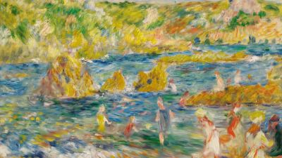 Renoir painting Guernsey Rochers de Guernesey avec personnages (plage à Guernesey) 