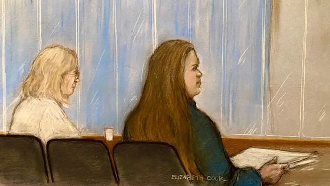 Karen Spragg (left) and Julia Wandelt listening to evidence at Leicester Crown Court