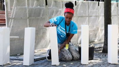 Giant dominoes will be lined up through Norwich city centre.