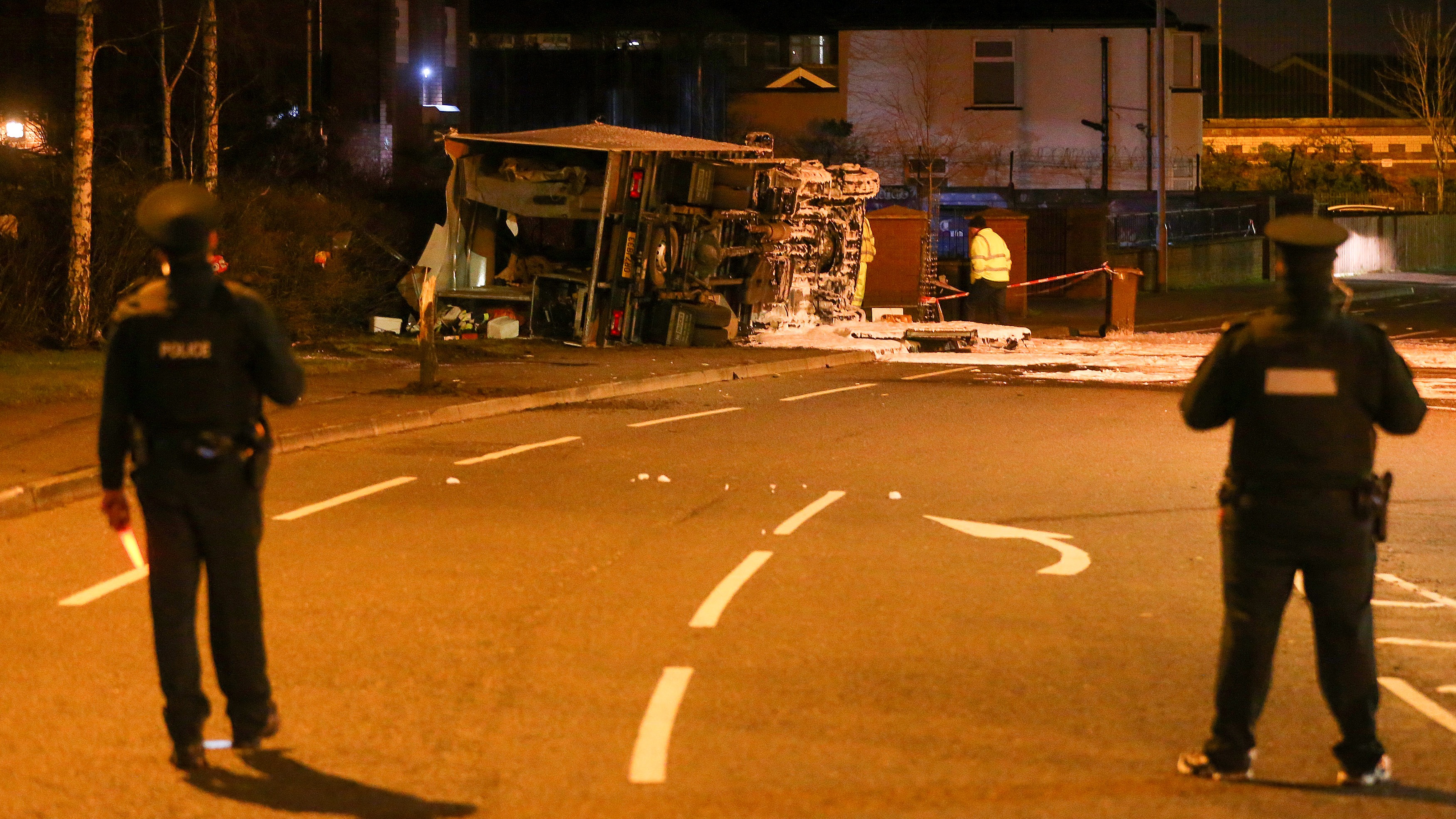 two-in-custody-over-hijacked-van-crash-in-belfast-utv-itv-news