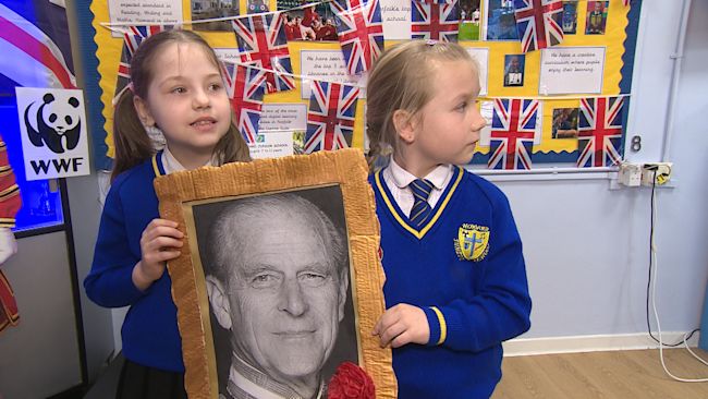 Children at a school near Sandringham hold service for Prince Philip