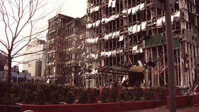 File photo dated 10/2/96 of office buildings in London's Docklands, which were devastated in a bomb blast. The Government has been pressed to "urgently release" a report…