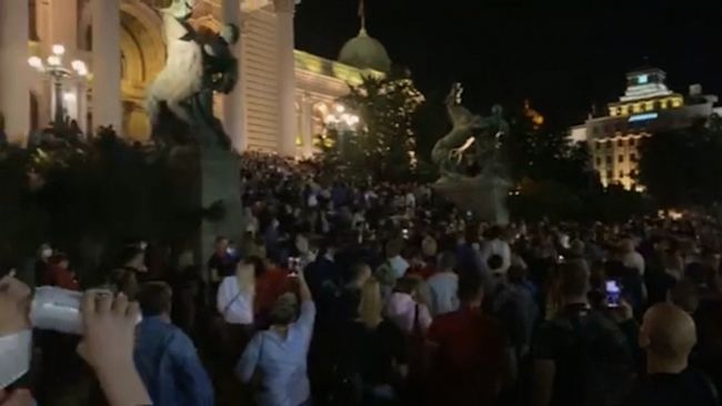 0707 SerbiaProtest AP Direct live feed still