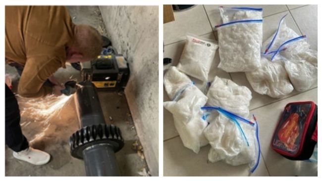 The crystal meth was found packed into a boat engine part. Pictures of drug dealer Daniel Fordham cutting open the part were found on Axel Ritter Cruz's phone.
Credit: ERSOU.