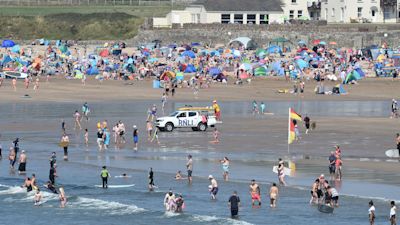 A general view of Croyde beach on a busy day.