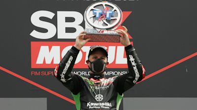 Jonathan Rea on the podium at Assen