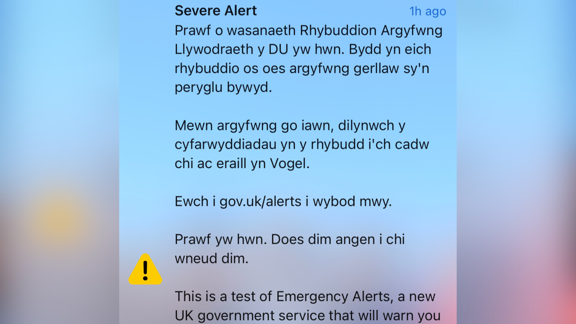 Emergency alert test: 'Technical error' causes Welsh language spelling  blunder, UK News