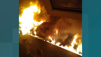 The flames spreading up the street, in a photo taken by resident Nigel Truss.
Credit: Nigel Truss