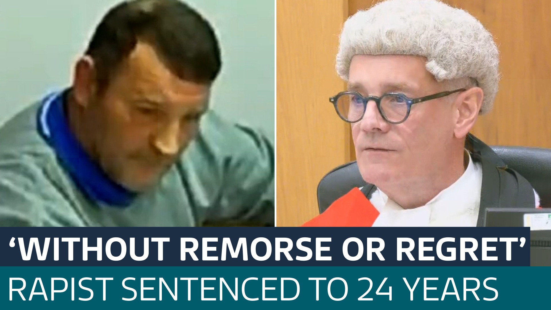 Watch as judge sentences Paul Quinn to 24 years for rape which man was wrongly convicted over