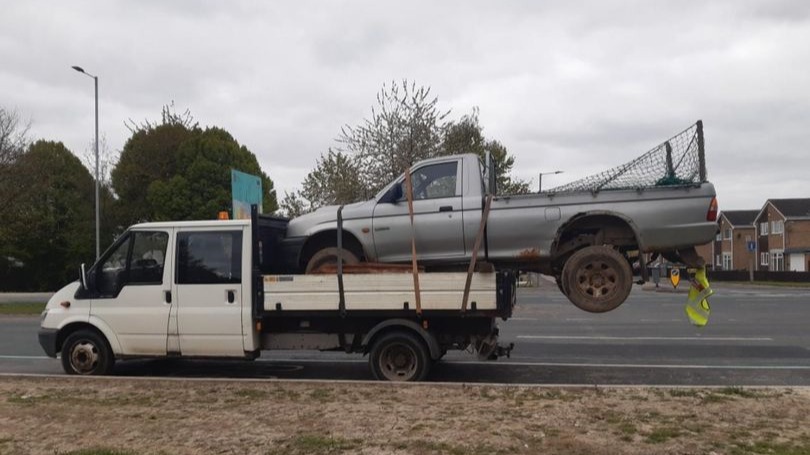 Humberside Police stop 'danger' truck with truck strapped to the back ...