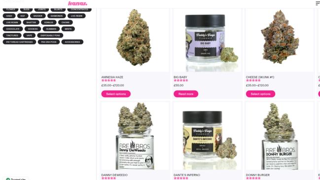 The website proports itself as a 'small dedicated' team who sell 'the best cannabis products'.