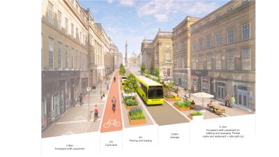 Design impression of the redesign of Grey Street in Newcastle