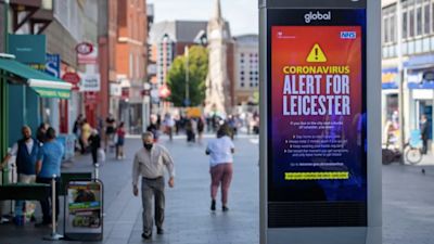 A coronavirus sign in Leicester