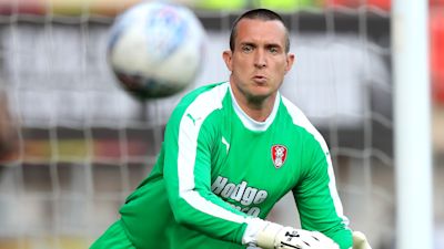 Lewis Price in action for his final professional club, Rotherham United.