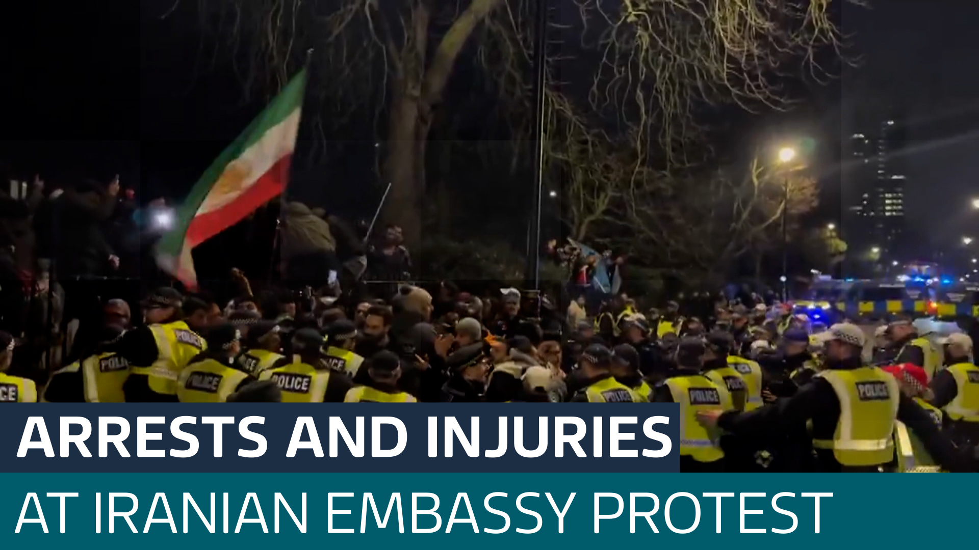 Several arrests made and police injured during a protest outside the Iranian embassy in London - Latest From ITV News