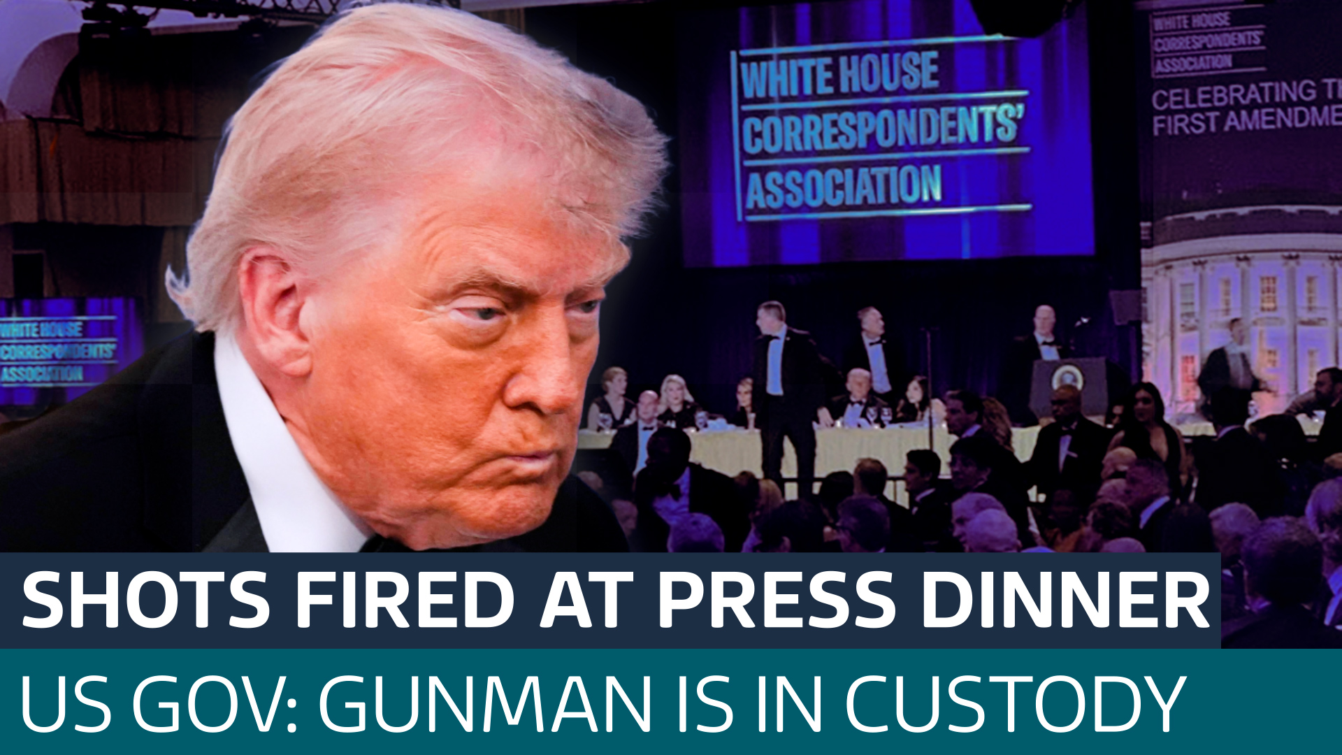 Trump evacuated and suspect in custody following shooting at White House journalists' dinner - Latest From ITV News