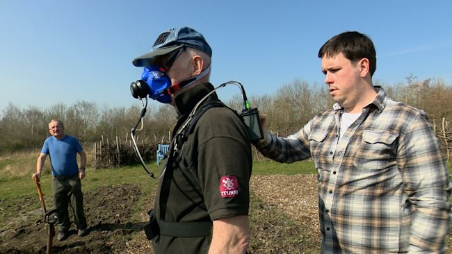 Dr Robert Southall-Edwards Researcher, University of Essex with volunteer gardener Trevor Birley