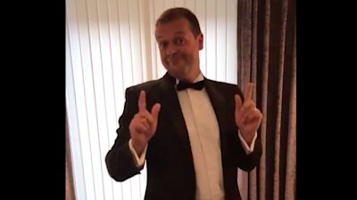 Steve Kneller, Principal of Hanham Woods Academy, doing a dance for his pupils on what would have been prom night