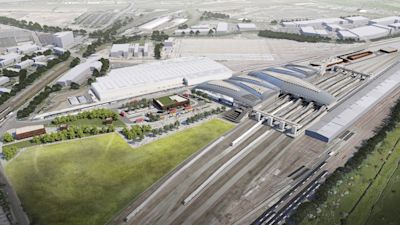 CGI image issued by HS2 of the proposed Old Oak Common Station in west London (c) HS2