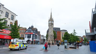 An shot of Leicester City Centre during it's local lockdown period