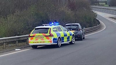 Driver stopped by police after driving wrong way around roundabout