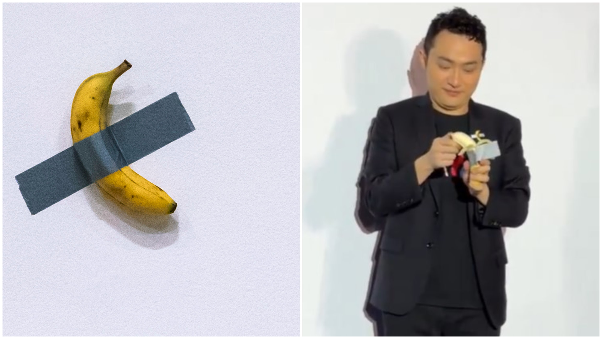 Cryptocurrency entrepreneur eats £5m banana he won at art auction