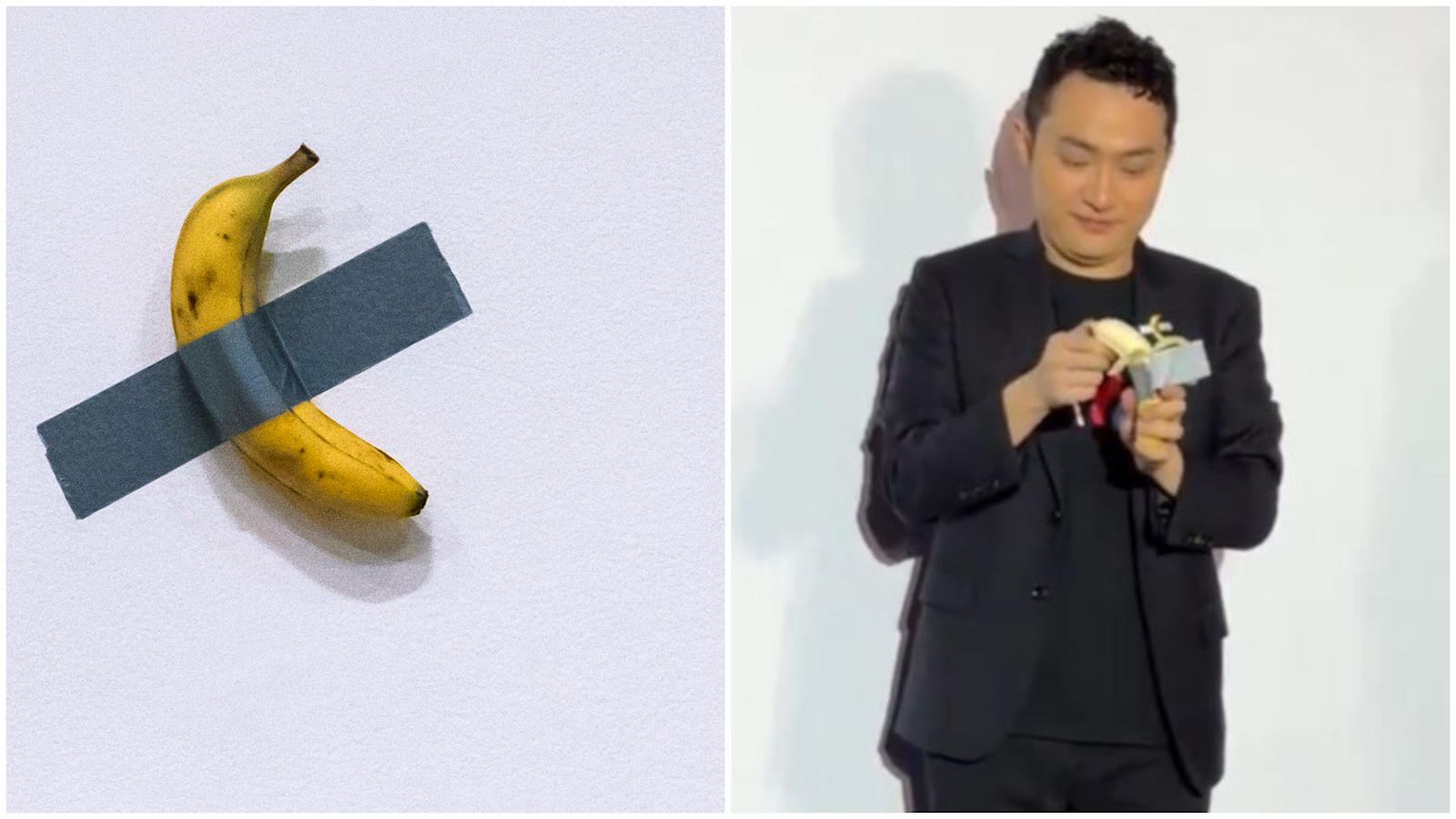 Cryptocurrency entrepreneur eats £5m banana he won at art auction | ITV News