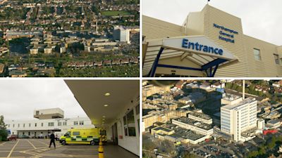 Collage of Northampton and Southend hospitals 4-way split screen