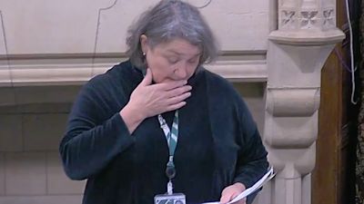 Jill Mortimer speaking during a debate about baby loss