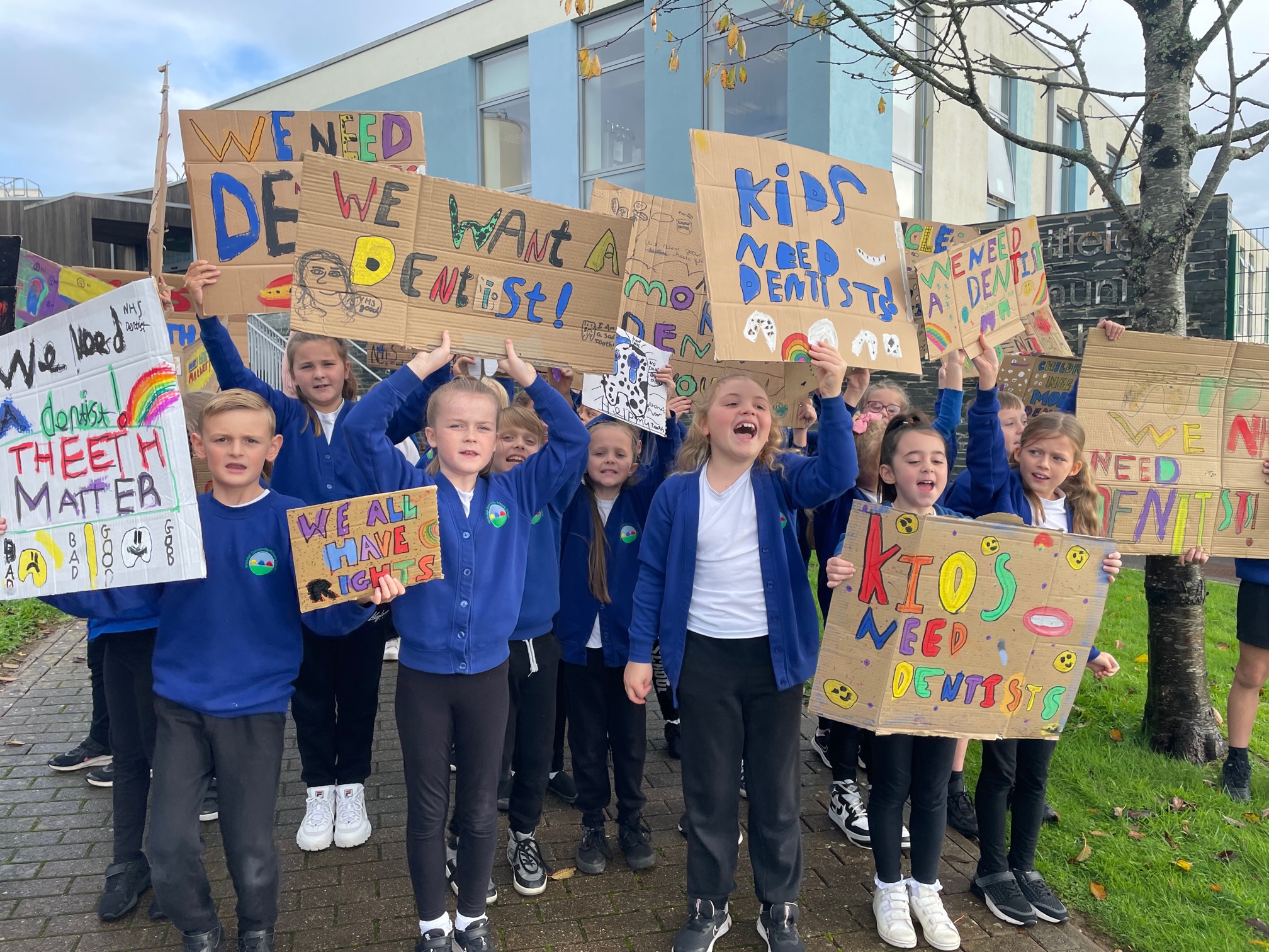 Plymouth schoolchildren protest over lack of NHS dentists as half of ...