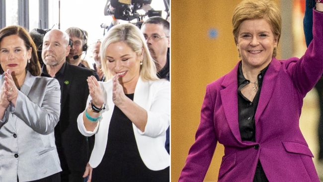 Sinn Fein's Mary Lou McDonald and Michelle O'Neill at 2022 NI elections, and Nicola Sturgeon celebrates SNP's performance in Scotland's local elections 2022.
PA