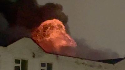Flames and smoke in the blaze in Leicester